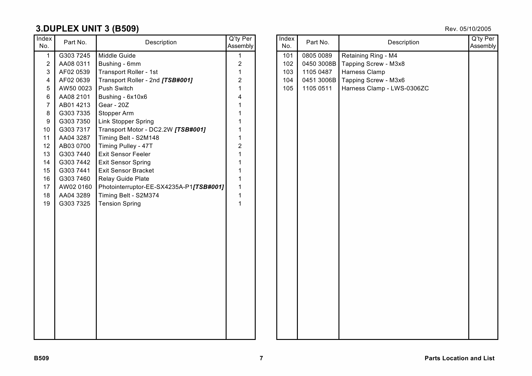 RICOH Options B509 DUPLEX-UNIT-AD430 Parts Catalog PDF download-5